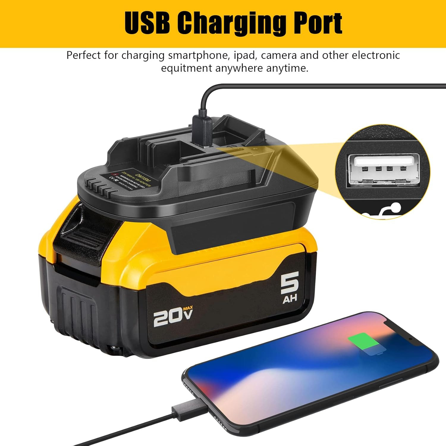 USB Battery Adapter Converter for Dewalt 20V Milwaukee 18V Convert to Makita 18V