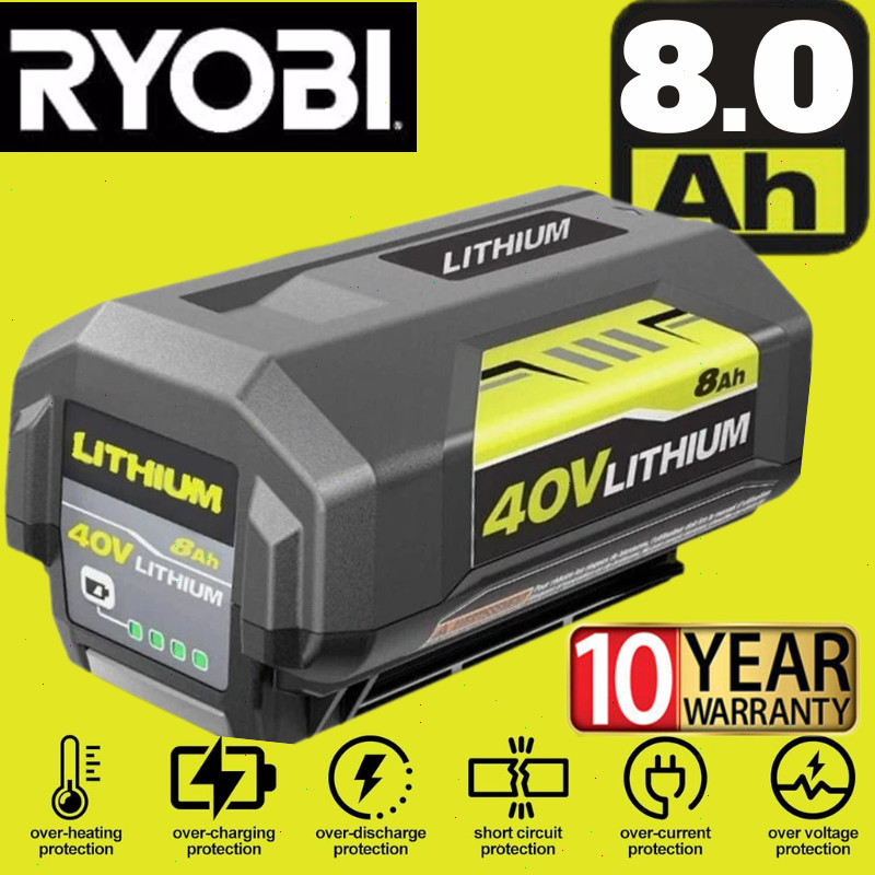 2X Battery & Charger For Ryobi 40V With LED Lithium-Ion 40-Volt OP406VNM OP40602