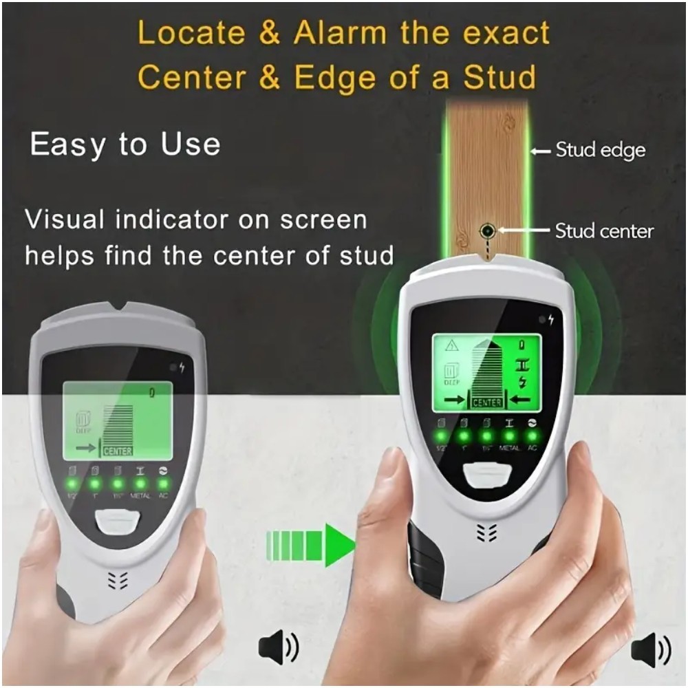 5 in 1 Digital Stud Finder Wood Metal Pipe Wire Wall Scanner Sensor LCD Detector