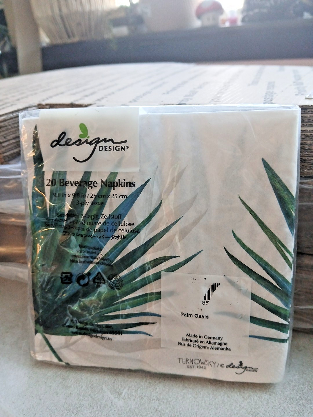 Design Design Palm Oasis 20 Beverage Napkins 9.8 IN x 9,8 IN