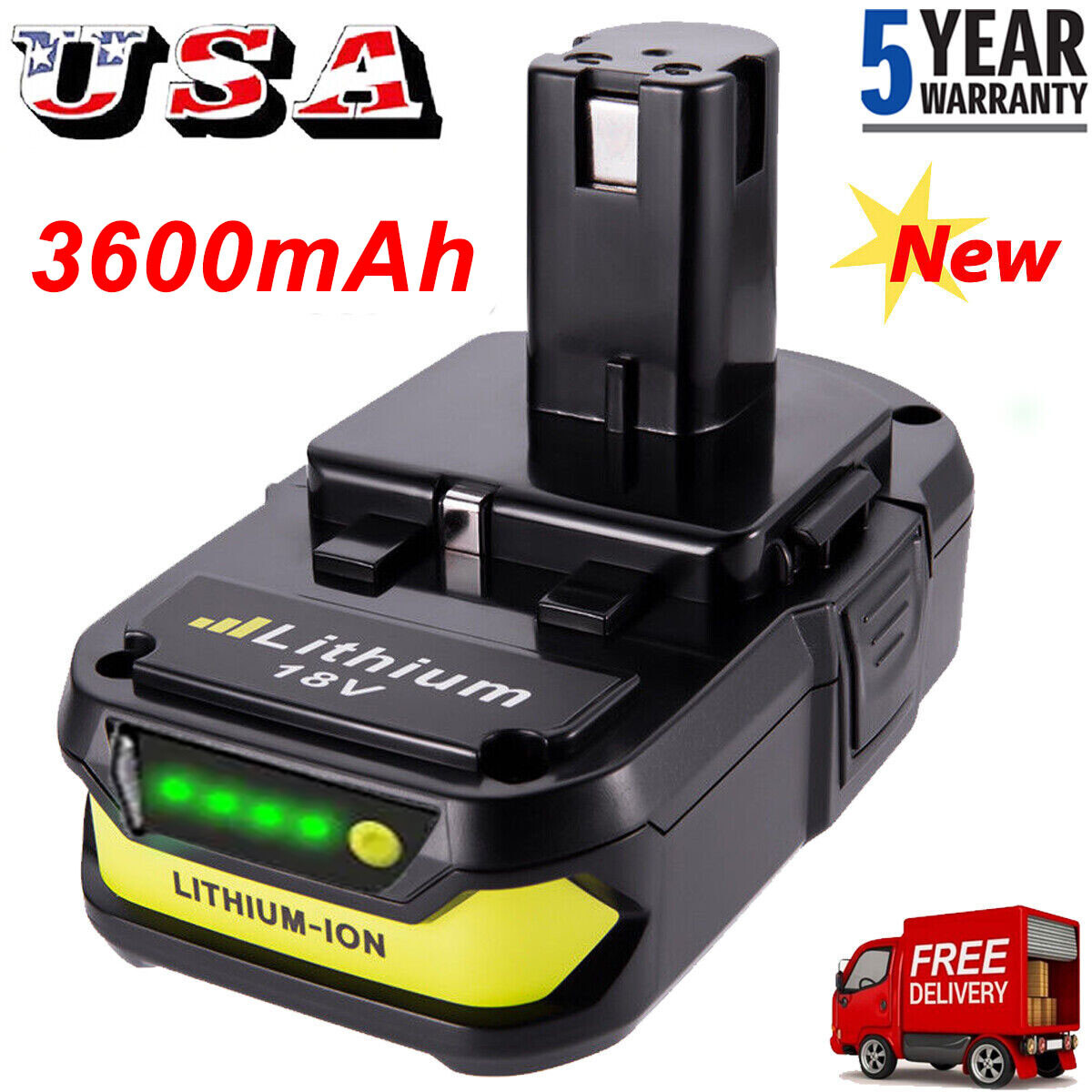 18V P102 Battery Replacement for Ryobi Battery 18V Lithium 3.6Ah P108 P106 P109