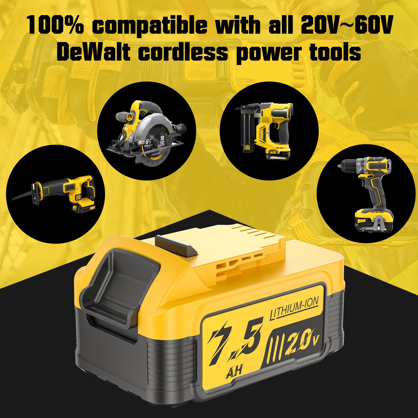 14X for DeWalt DCBP520 20V Max 7500mAh Li-ion Compact Battery/Charger DCBP520-2