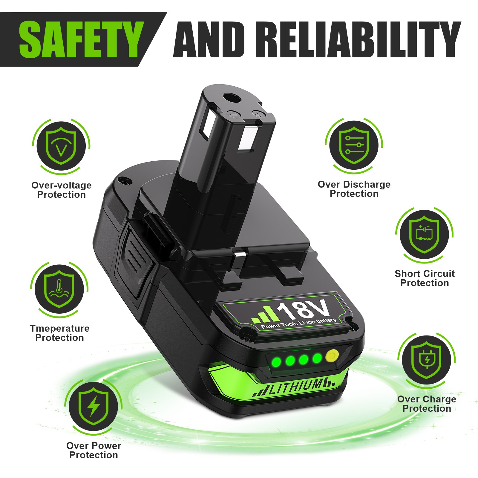For RYOBI 18V One Plus P108 P102 High Capacity Battery Lithium 3.8AH Battery