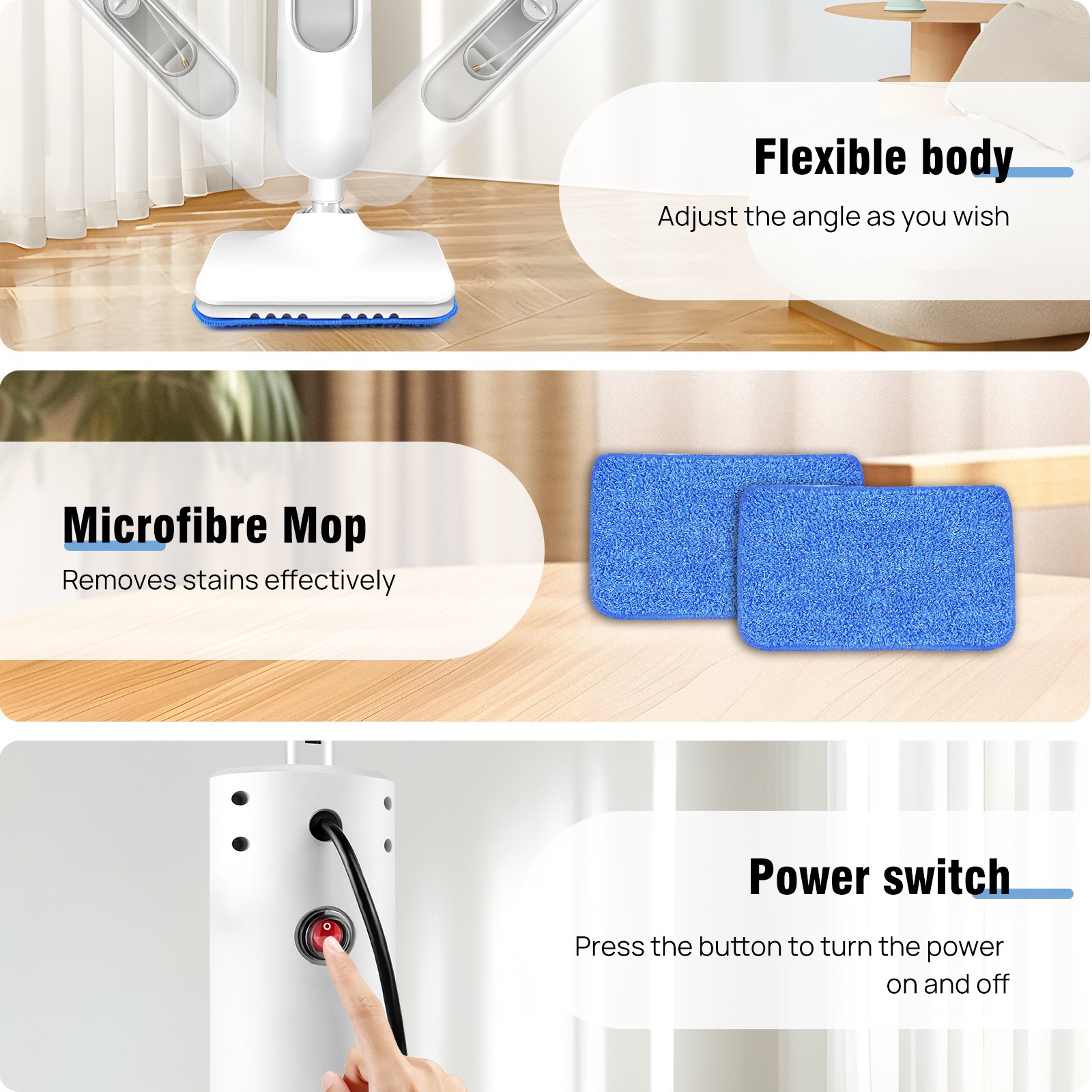 Steam Broom Mop Floor Mop Steam Cleaner Steam Cleaner 3000W Cleaning