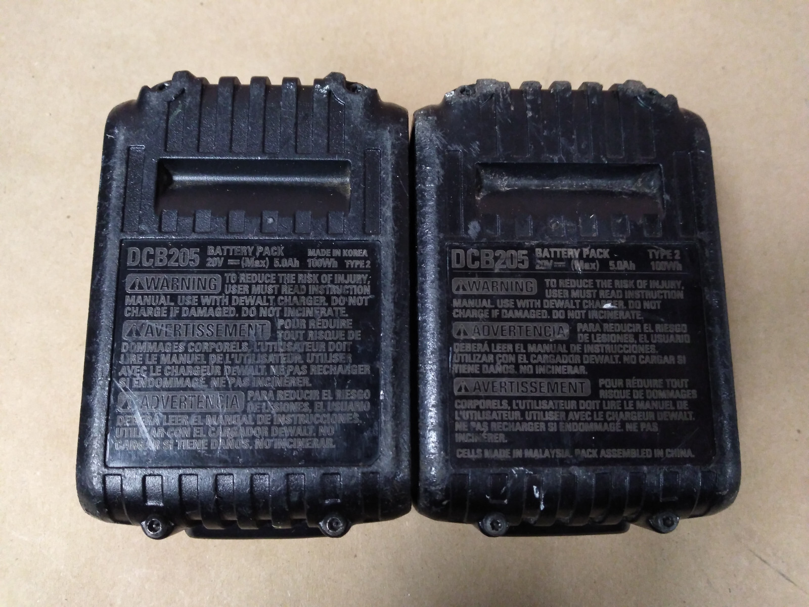 2Pack Dewalt DCB205 20V MAX XR 5.0 Ah Compact Power Tool Battery #108 S3