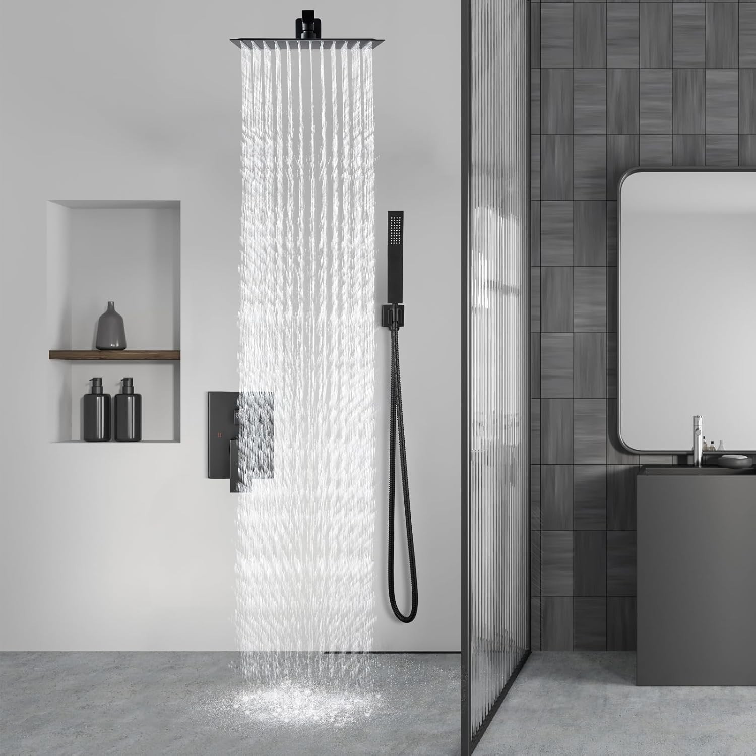 Shower Faucet Set Rain Shower System with Handheld Spray Bathroom Shower Combo..