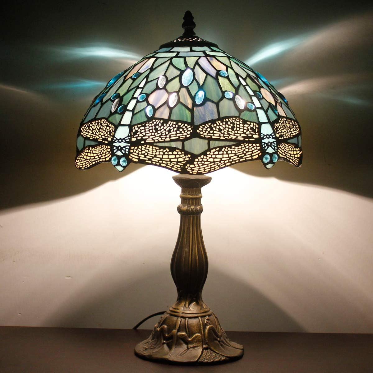 Elegant Dark Bronze Tiffany Table Lamp Base, 18″ Height, Fits 8-12″ Shades
