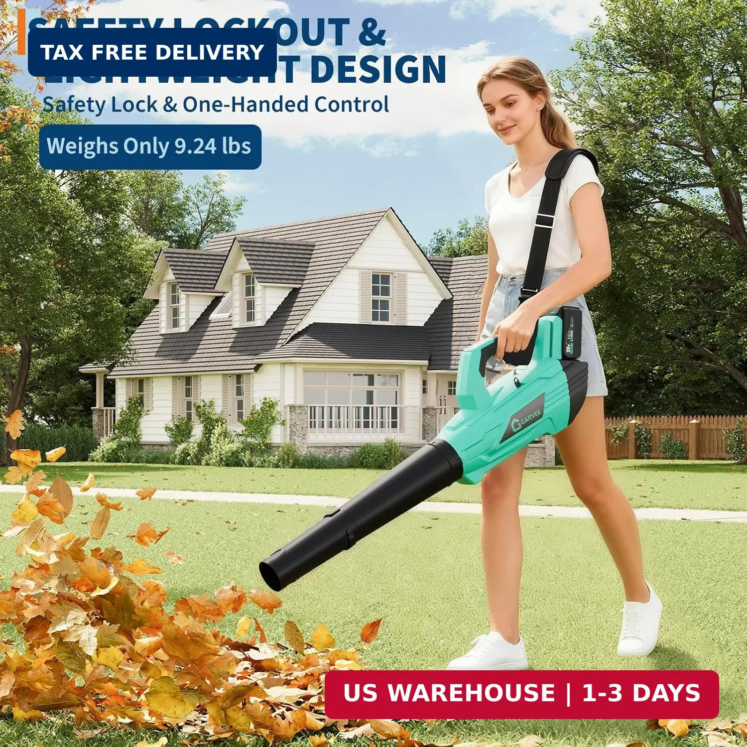 Garvee Leaf Blower Cordless – 750CFM 250MPH Electric Leaf Blower Battery Powered