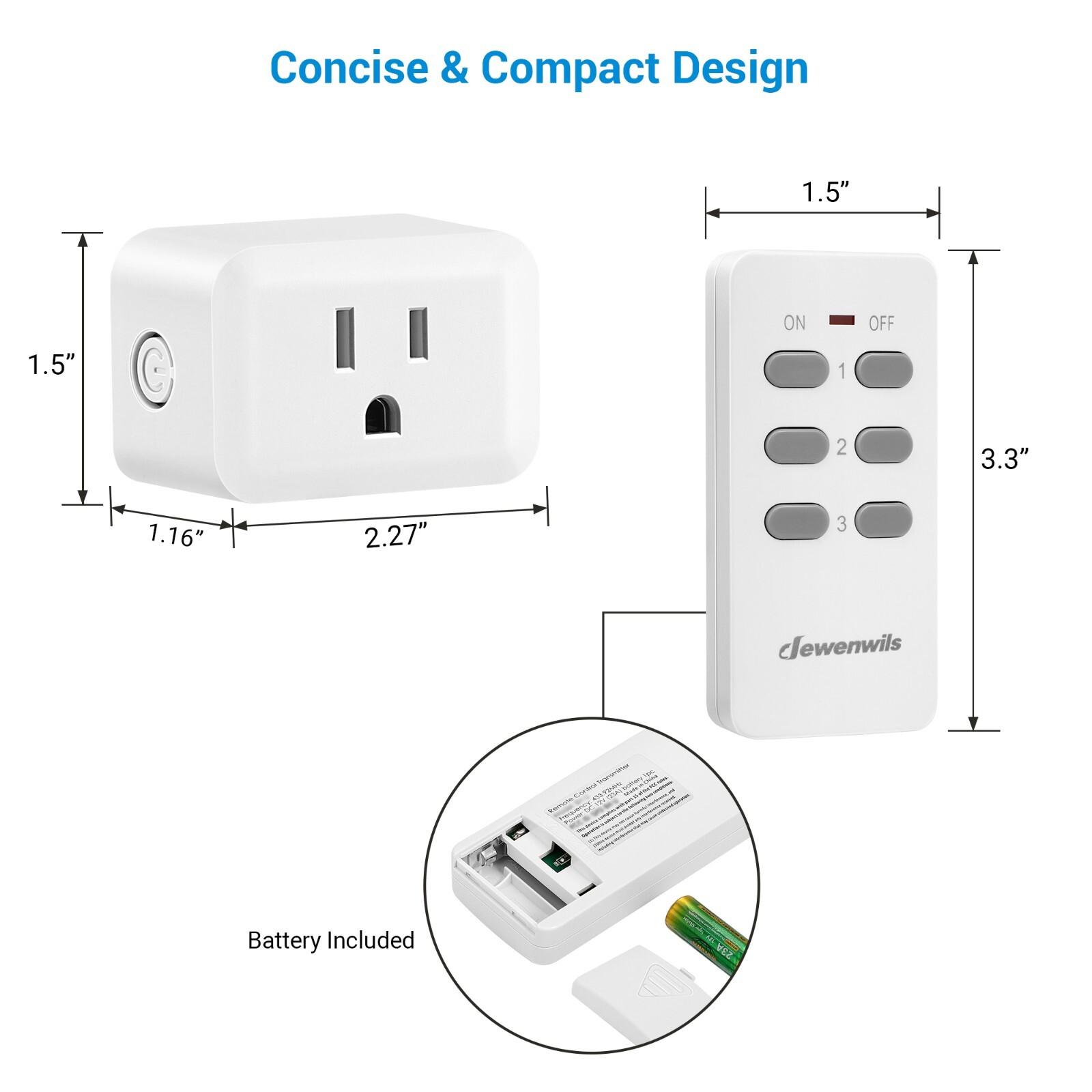 DEWENWILS Wireless Remote Control Outlet,Remote Light Switch,1 Remote 3 Outlets