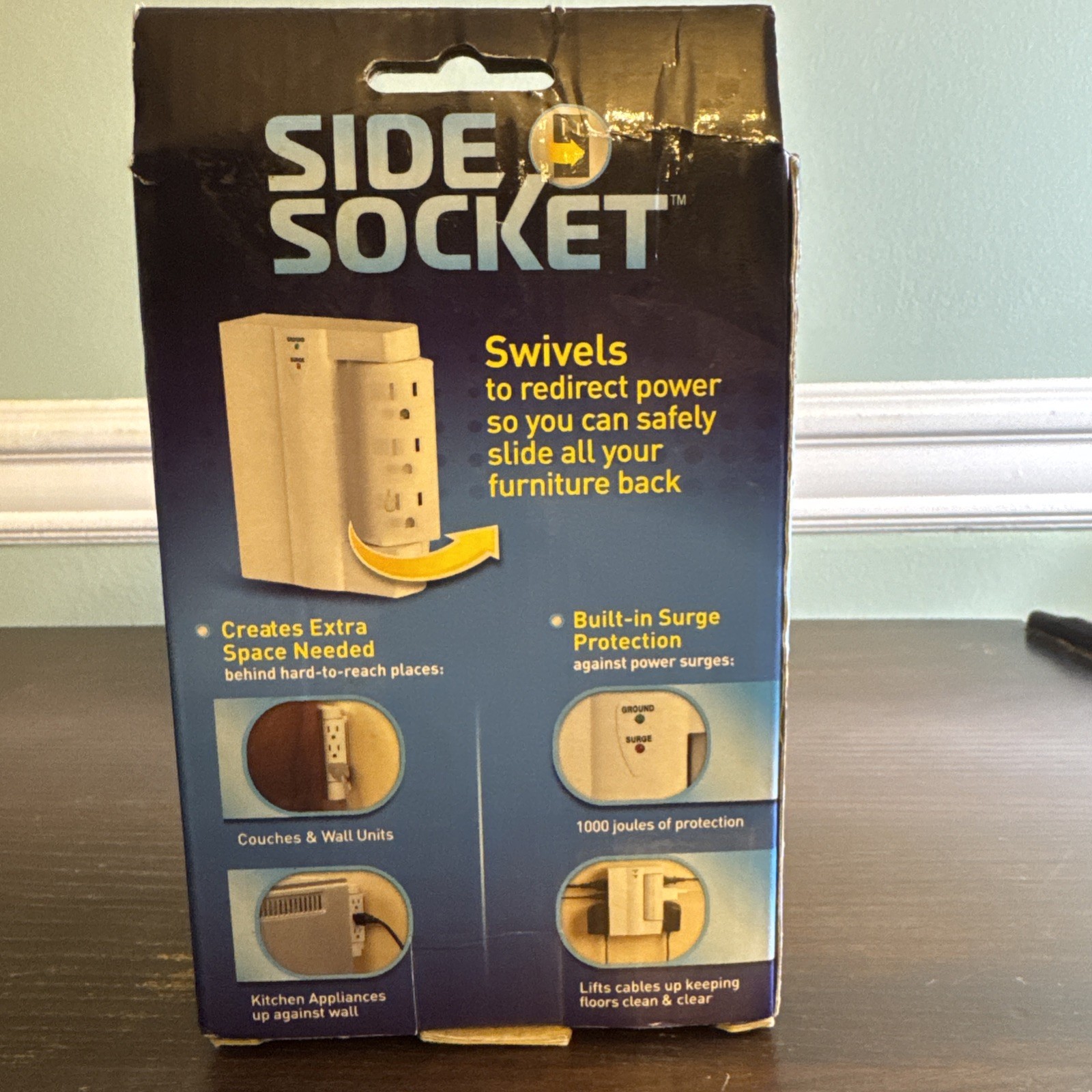 Side Socket 6 Outlet Swivel Power Strip Surge Protector Slim Space-Saver SS2