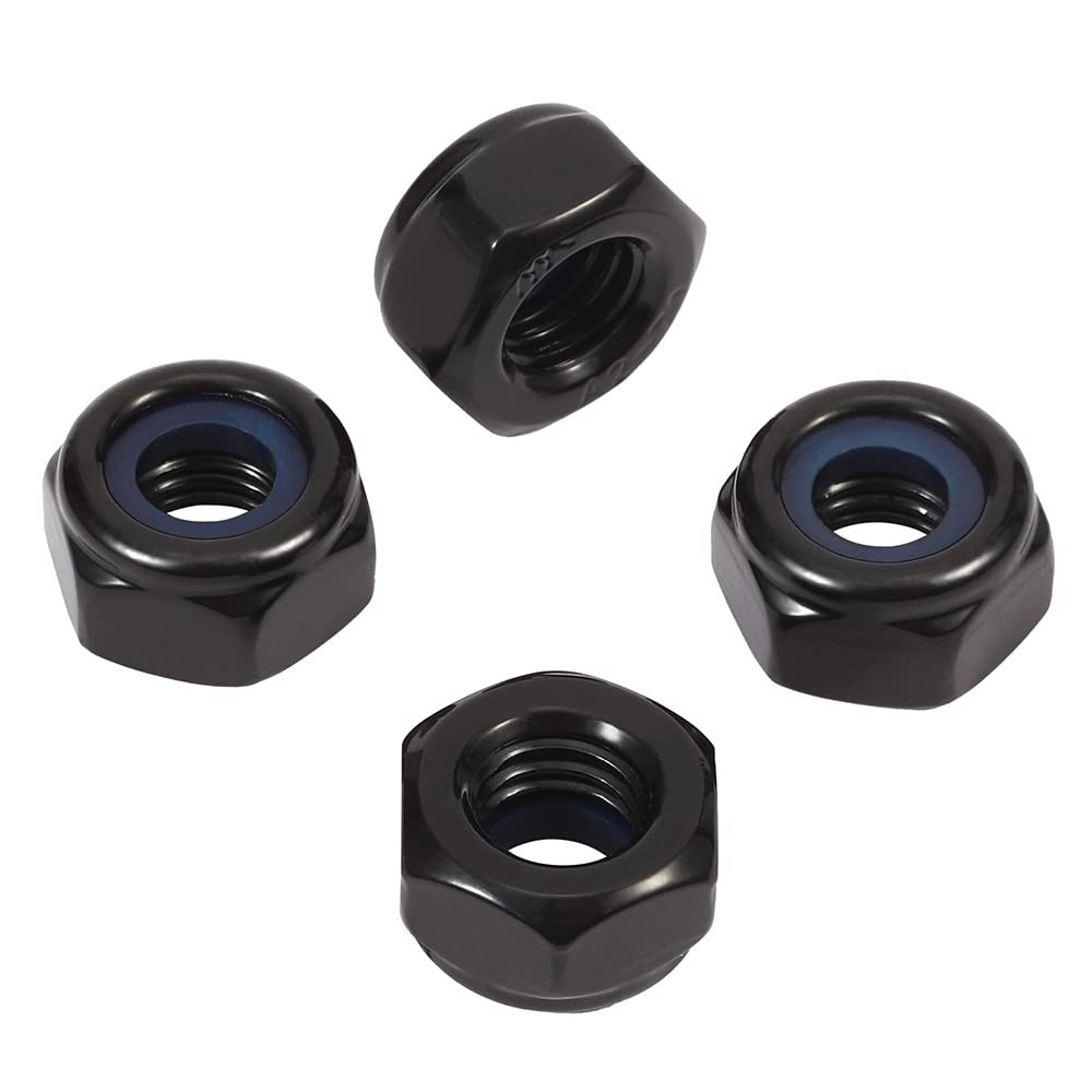MewuDecor #8-32 Nylon Insert Hex Lock Nuts Locknuts, 304 #8-32, Black