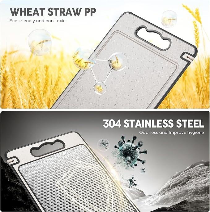 Stainless Steel Cutting Board Double-Sided Cutting Boards for Kitchen Camping US