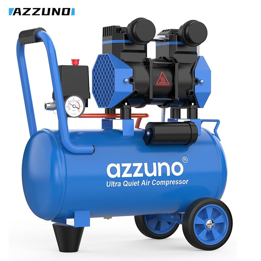AZZUNO Air Compressor 6 Gallon 4.2CFM@90PSI 70 dB Ultra Quiet Oil Free