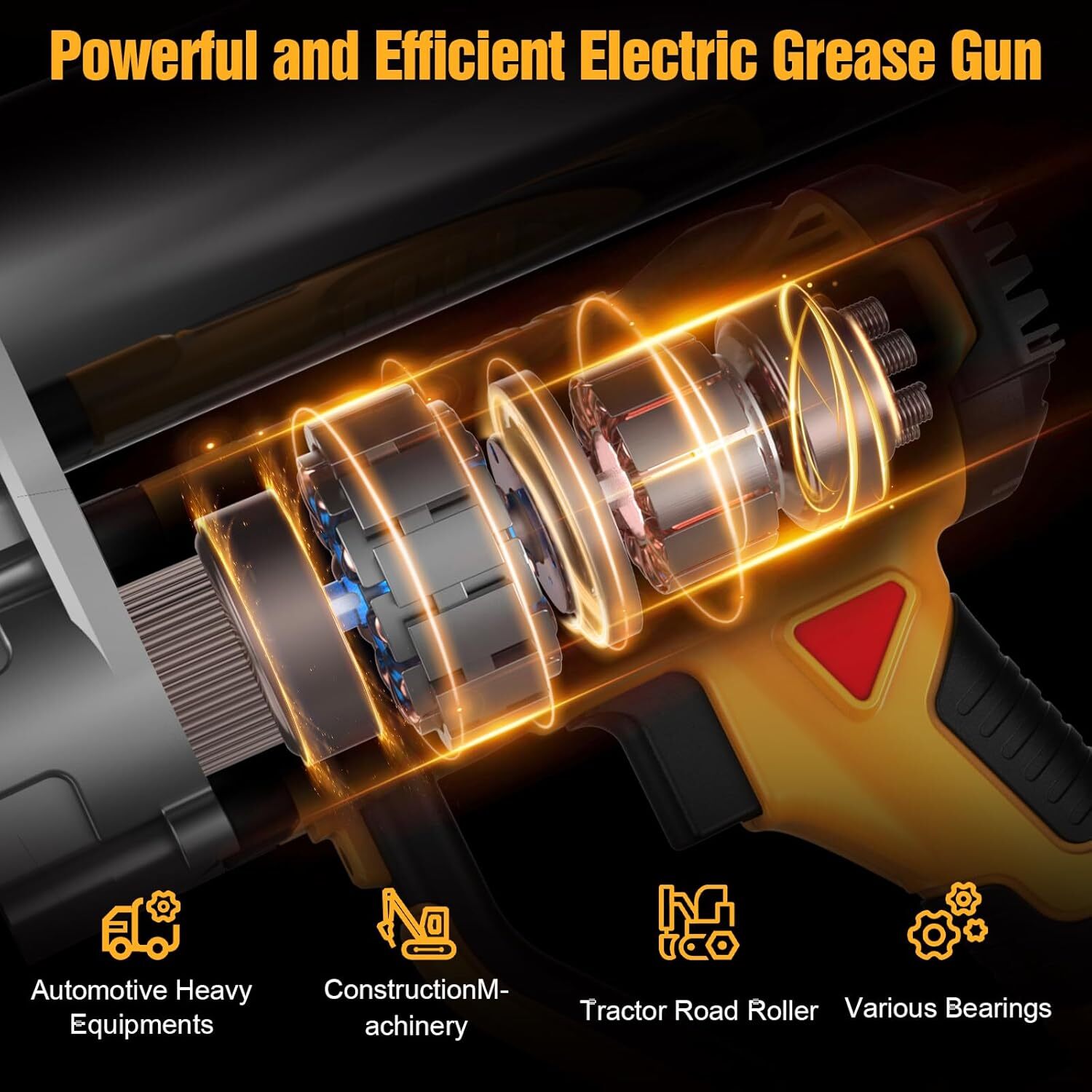 Grease Gun Battery Powered 12000 PSI Cordless Electric Grease Gun 2*4000 Battery