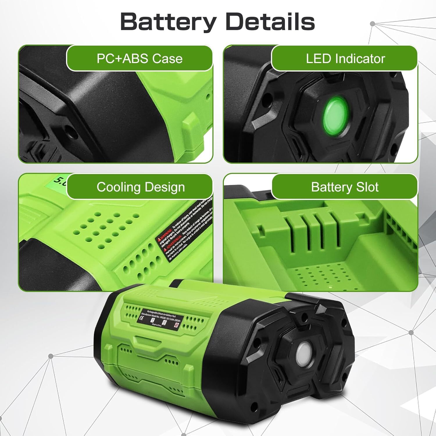 Lithium Battery for EGO BA2800 BA4200 BA4200T BA1400 BA1400T BA2240 7500mAh 56V