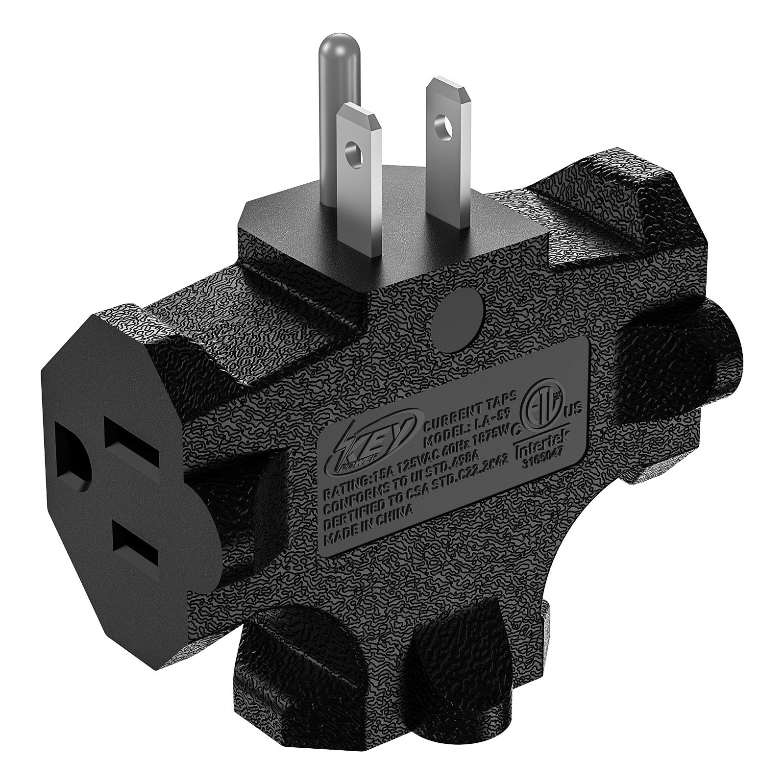 3 Way Plug Adapter Grounded Wall Tap 3 Outlet Splitter 15A 1875W ETL Listed