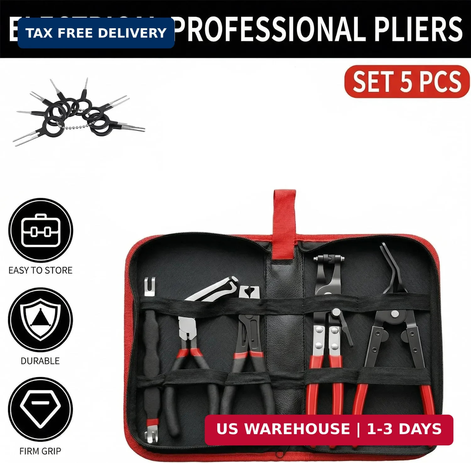 5Pcs Electrical Disconnect Pliers Set Automotive Electrical Connector Removal To
