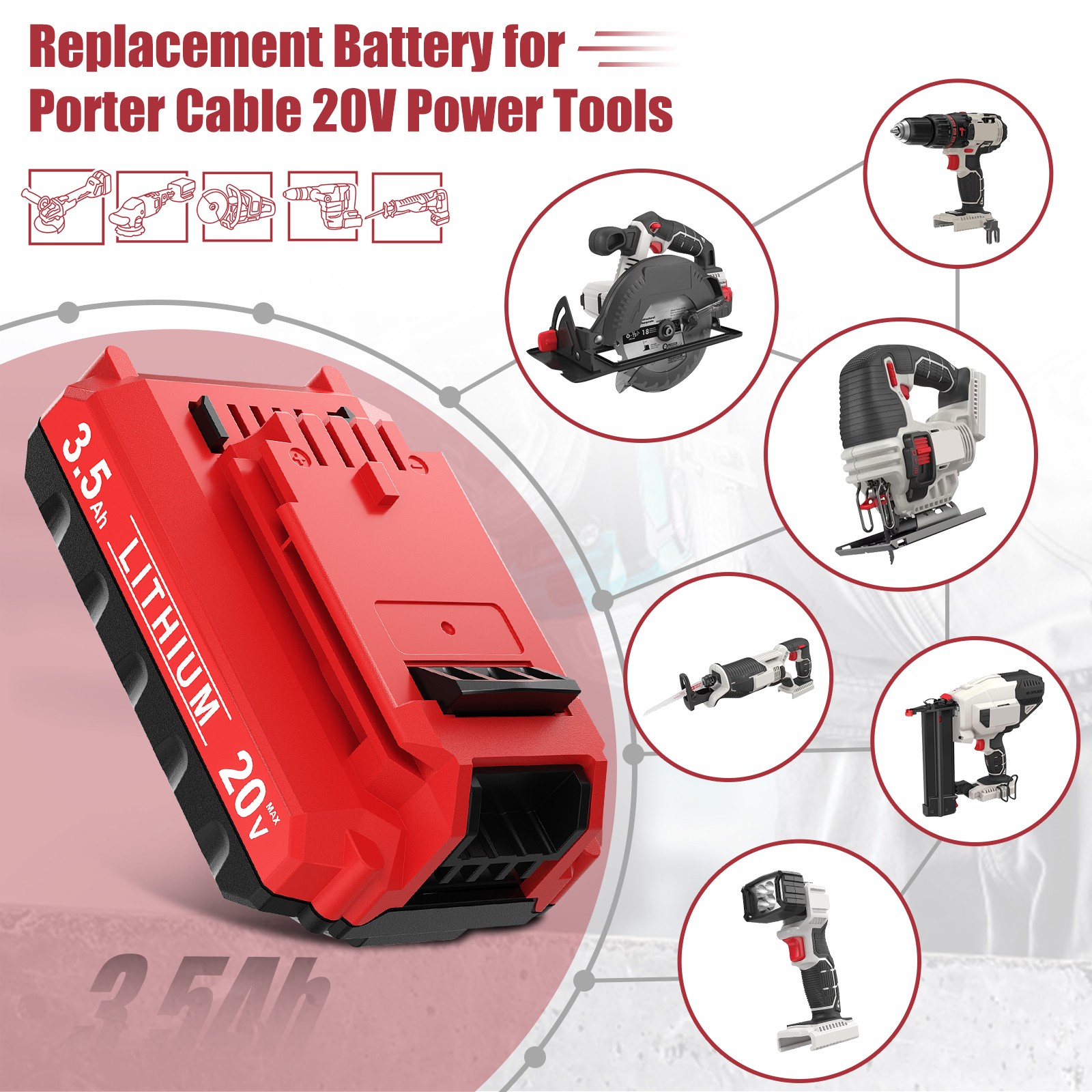 1PACK 3.5Ah Lithium Battery 3500mAH for Porter Cable 20V MAX PCC685L PCC680L NEW