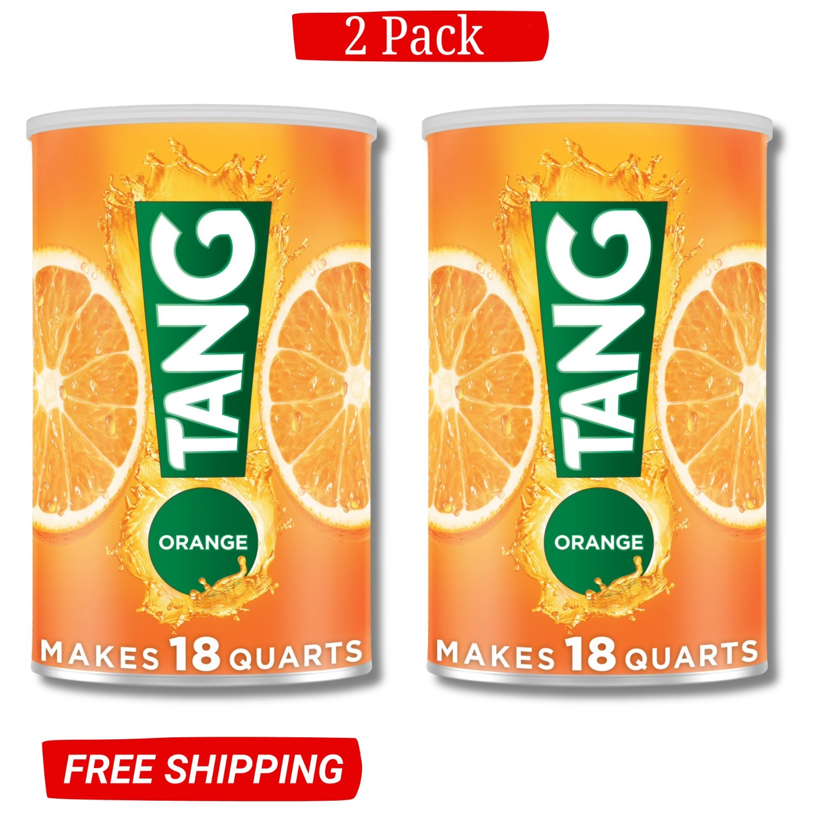 (2 pack) Tang Jumbo Orange Drink Mix with Vitamin C, 58.9 oz Canister New