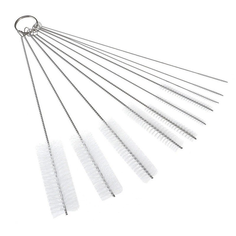 Nylon Straw Brush Cleaner Bottle Tube Pipe Small Long Cleaning 10Pcs Set