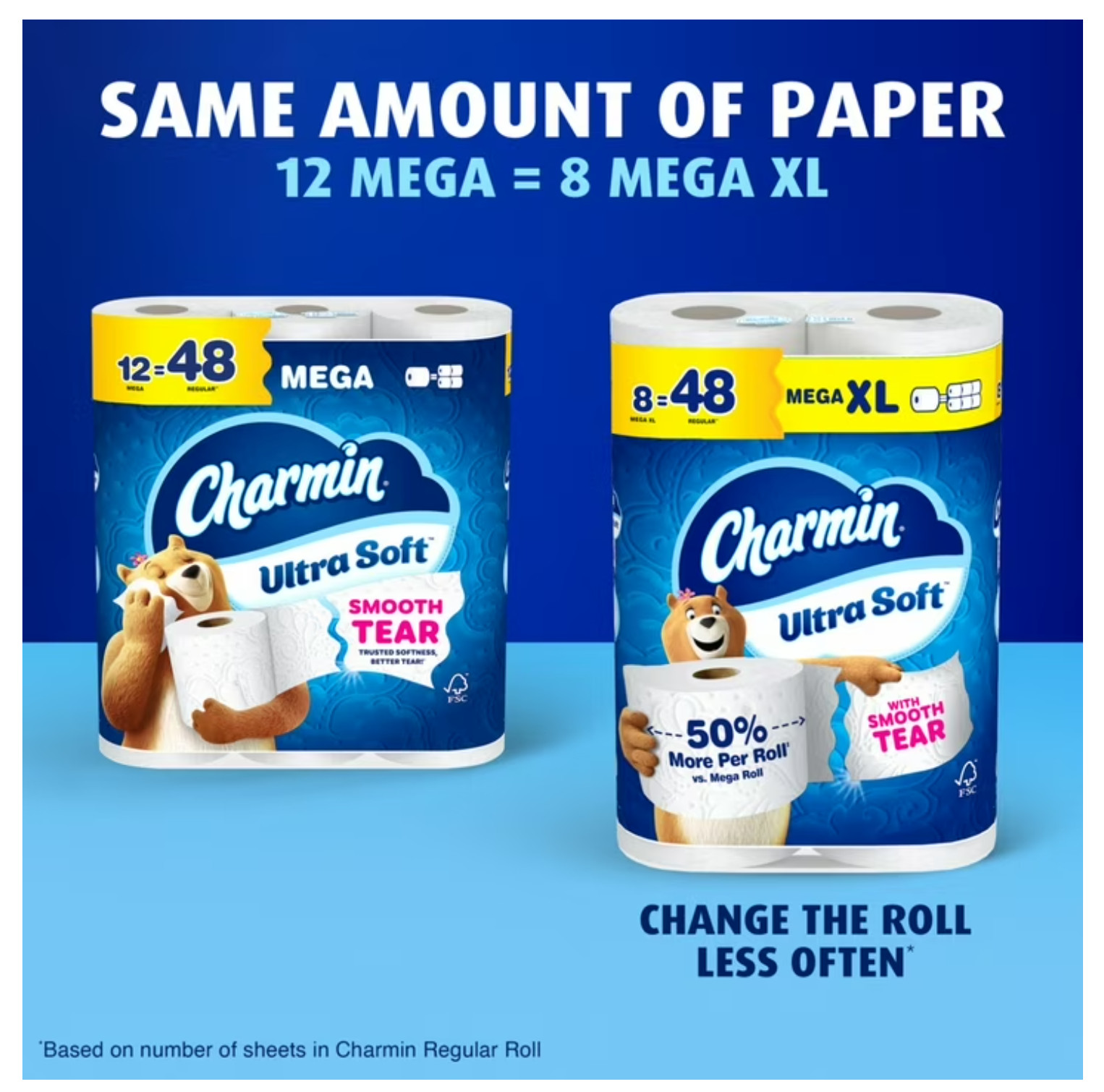 Charmin Ultra Soft Toilet Paper, 12 Mega Rolls, 2-Ply Bath Tissue