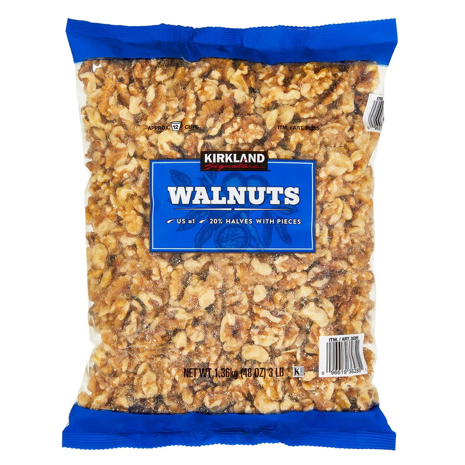 Kirkland Signature Walnuts Halves Pieces 3 lb 48 oz Bulk Raw Baking Snacking