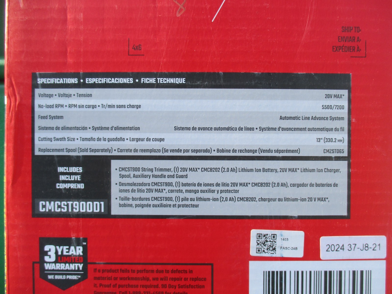 New, 13” Cordless String Trimmer Edger Craftsman V20 2.0Ah Battery & Charger
