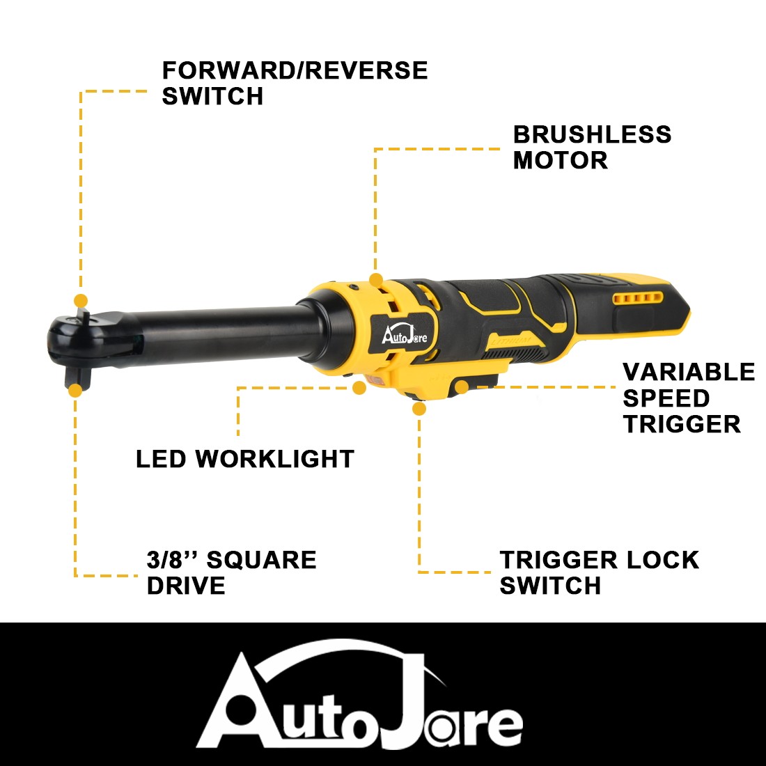 Brushless Cordless Ratchet Wrench Compatible DeWalt 20V MAX Battery Extended Too