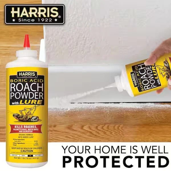 HARRIS Boric Acid Roach and Silverfish Killer Powder w/Lure for Insects (16oz).