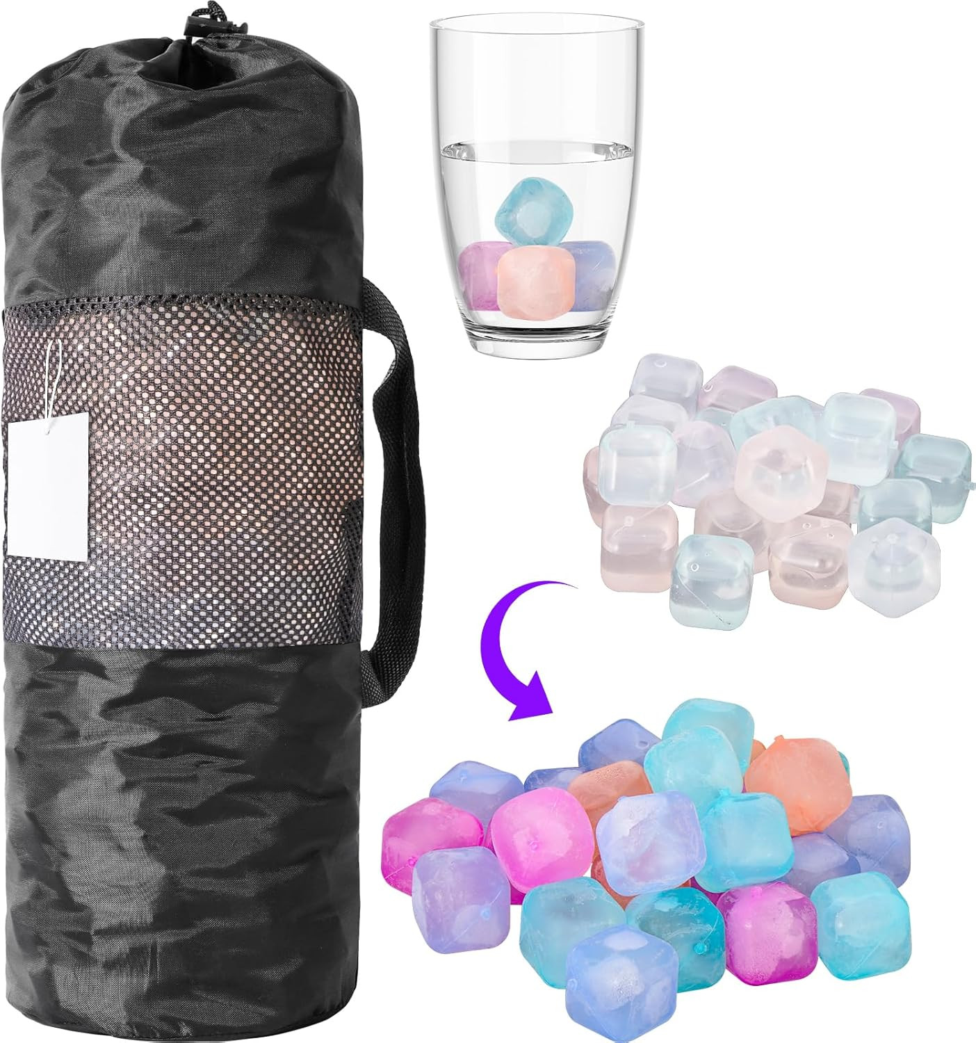 380 Pack Reusable Ice Cube for Drinks – Refreezable Plastic Ice Cubes Without Di