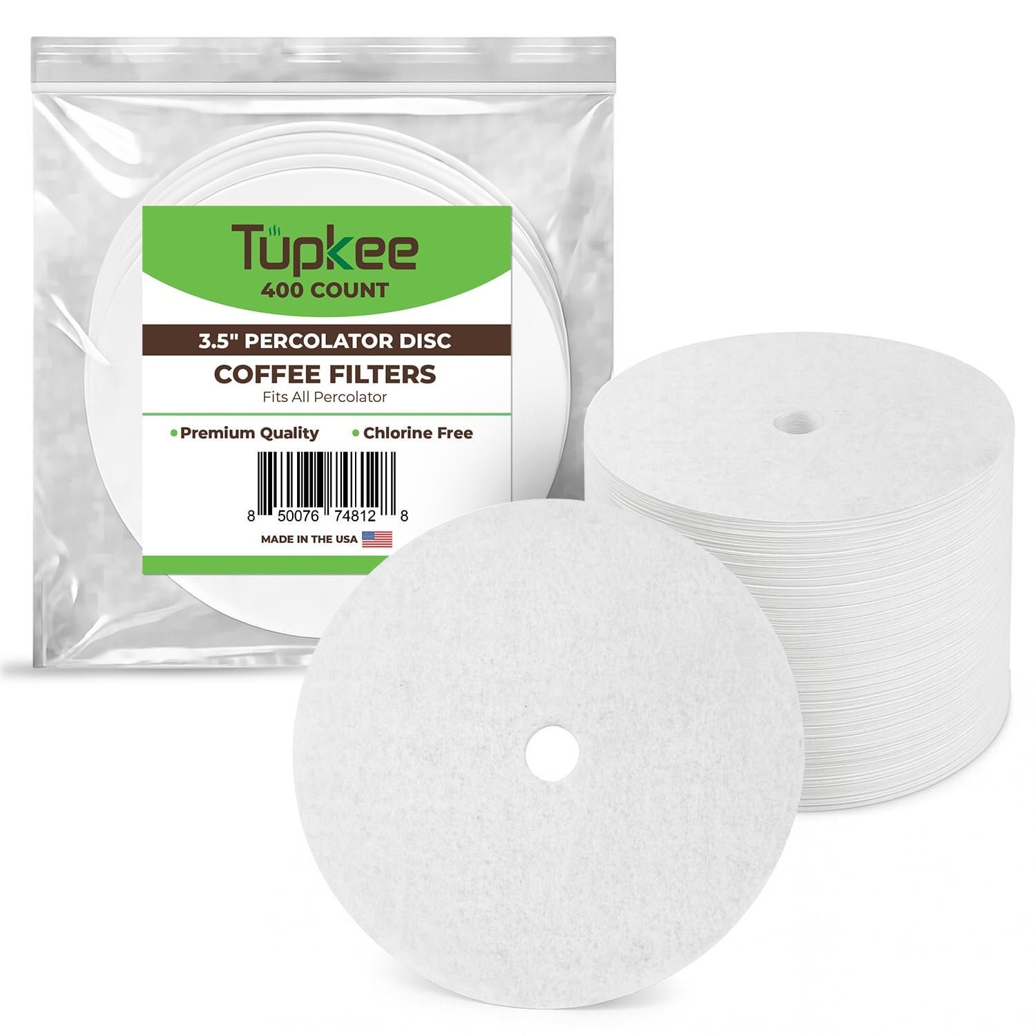 3.5″ Percolator Coffee Filters – Flat Disc Round Coffee Filters – 400 Count