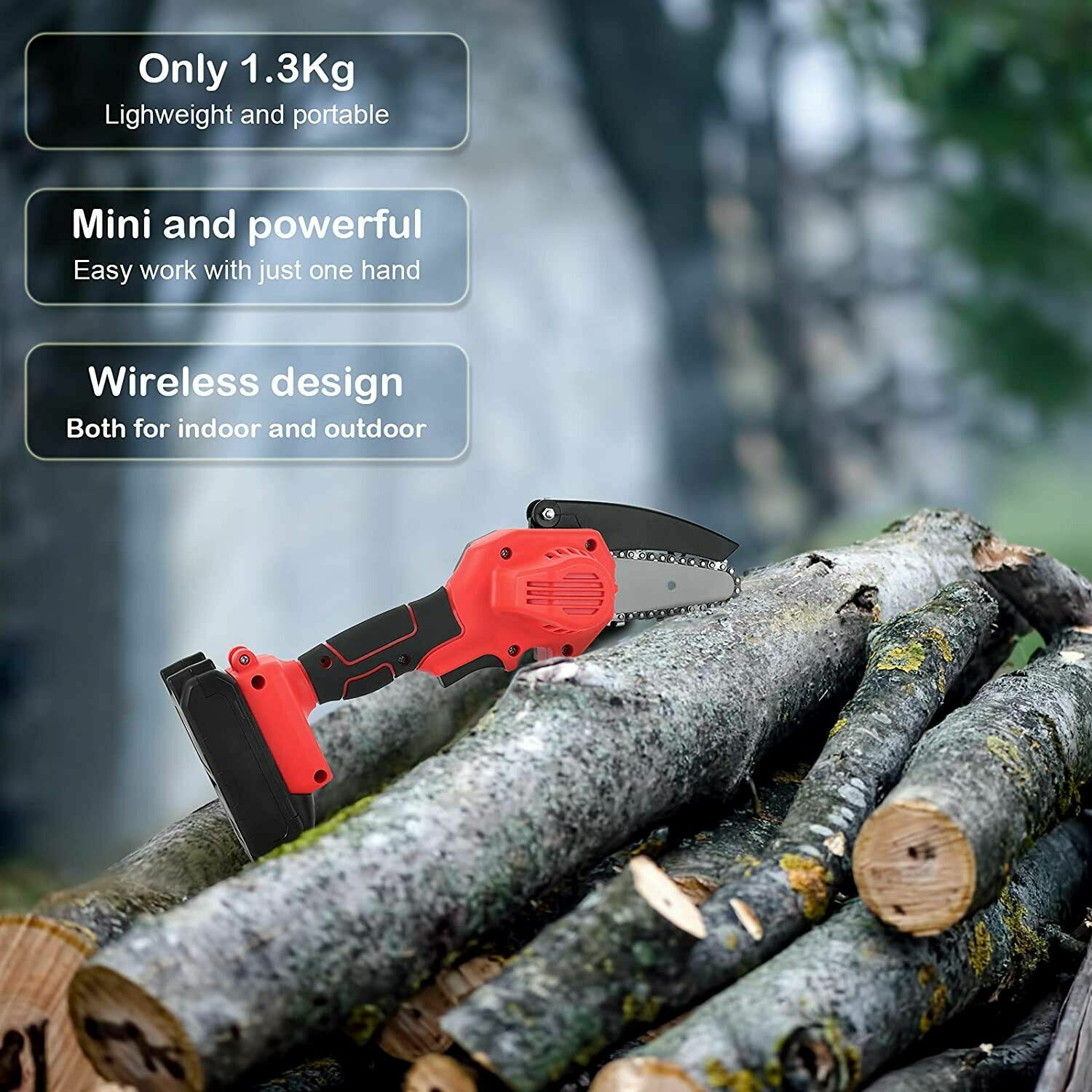 New Mini Chainsaw Electric Wood Cutter Cordless Chain Saw with battery & 2 Chain