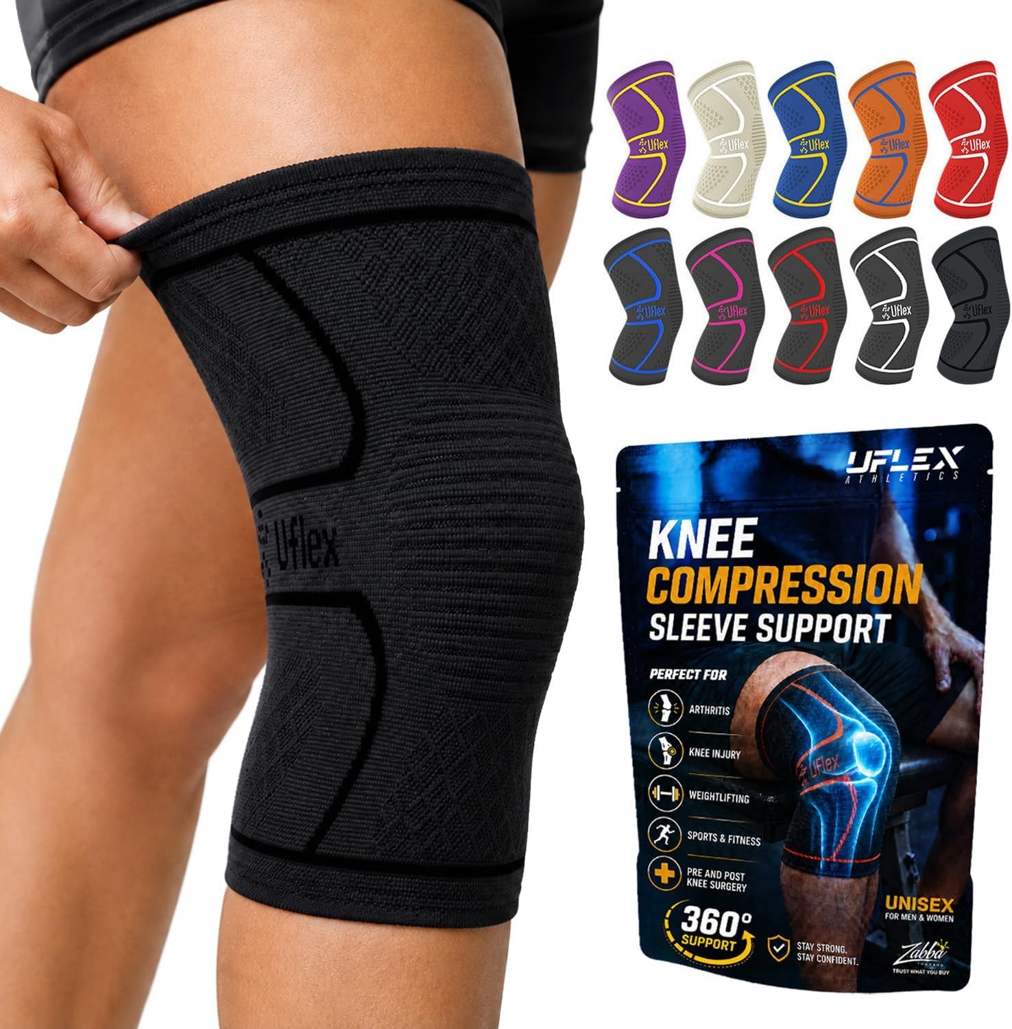 Knee Brace for Men and Women Knee Compression Sleeve Knee Support Wraps for…