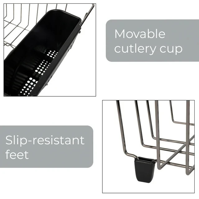 Mainstays Small Dish Drainer Rack – Chrome/Black