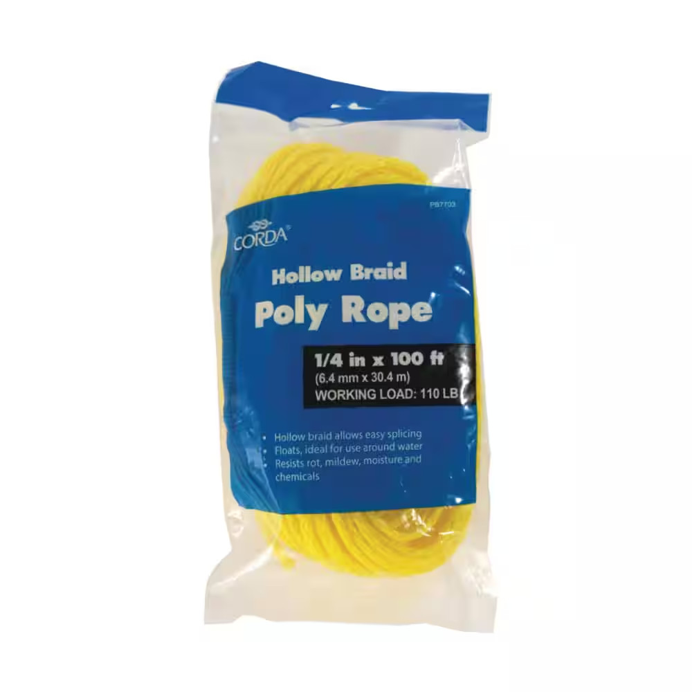 1/4 In. X 100 Ft. Hollow Braid Poly Non-Wire Rope