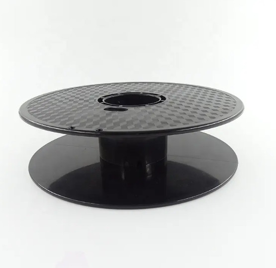 EMPTY LARGE BLACK PLASTIC SPOOL WIRE ROPE CABLE CRAFTS CHRISTMAS LIGHT ORGANIZER