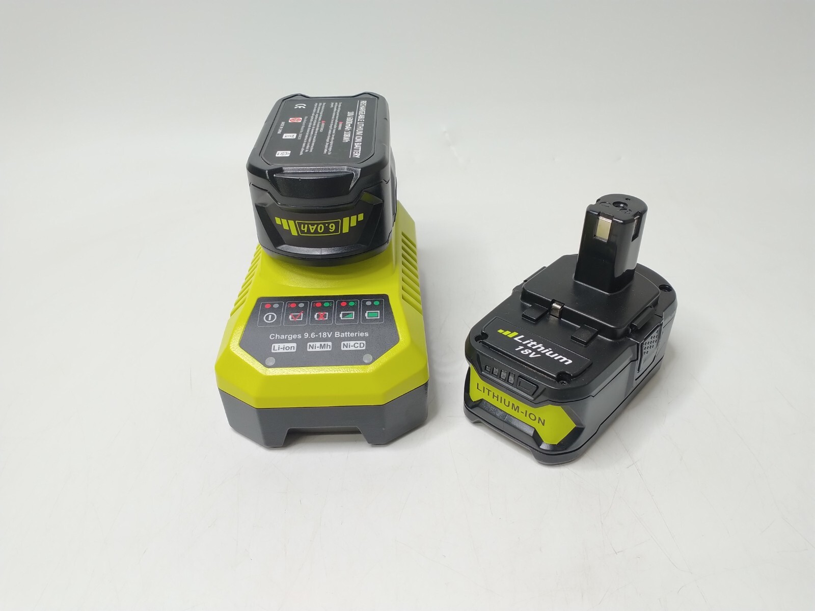 Lot of 2 6.0AH FOR Ryobi 18V Li-Ion Battery + Charger P102 P103 P105 P107 P108