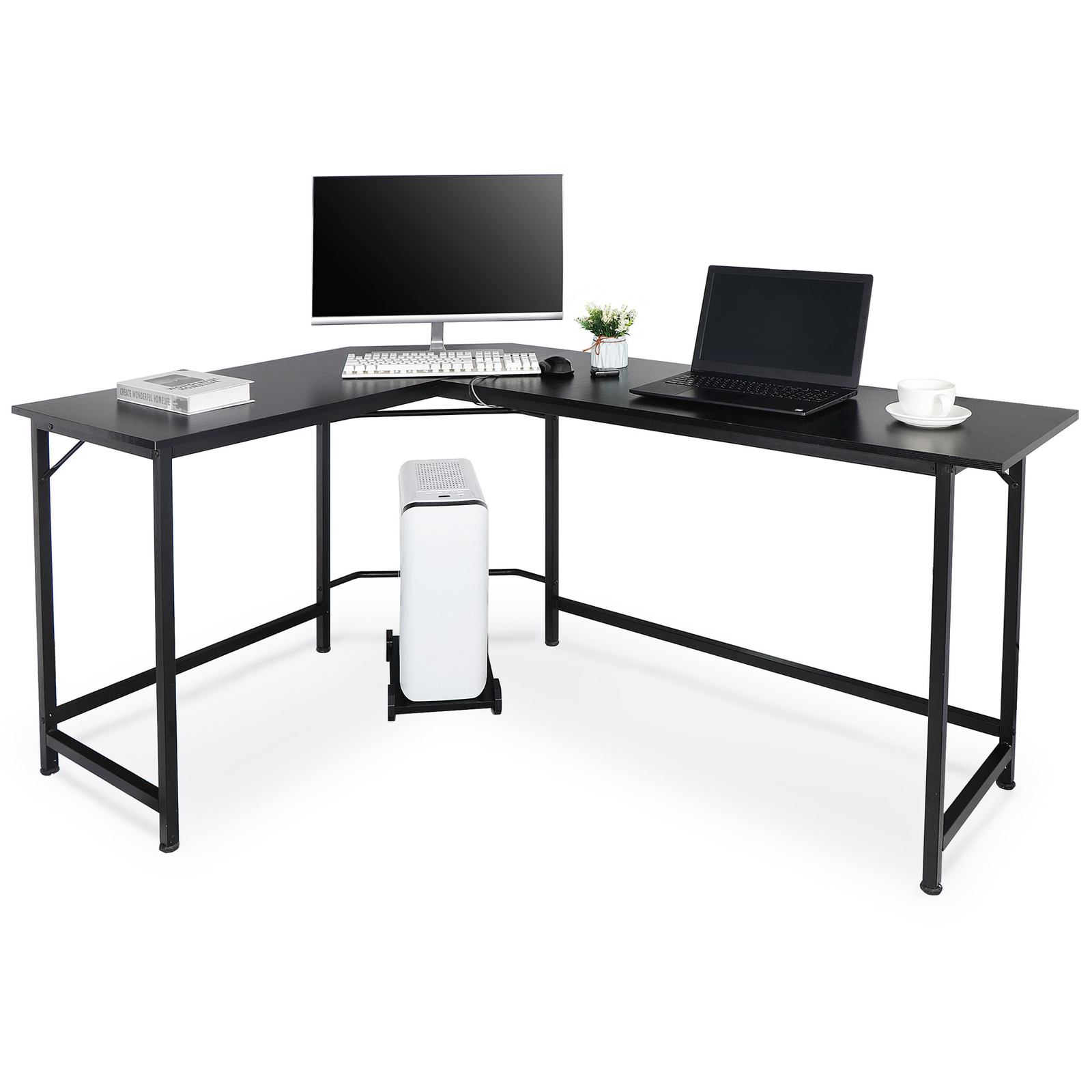 Computer Gaming Laptop Table L-Shaped Desk Corner Workstation for Office Home