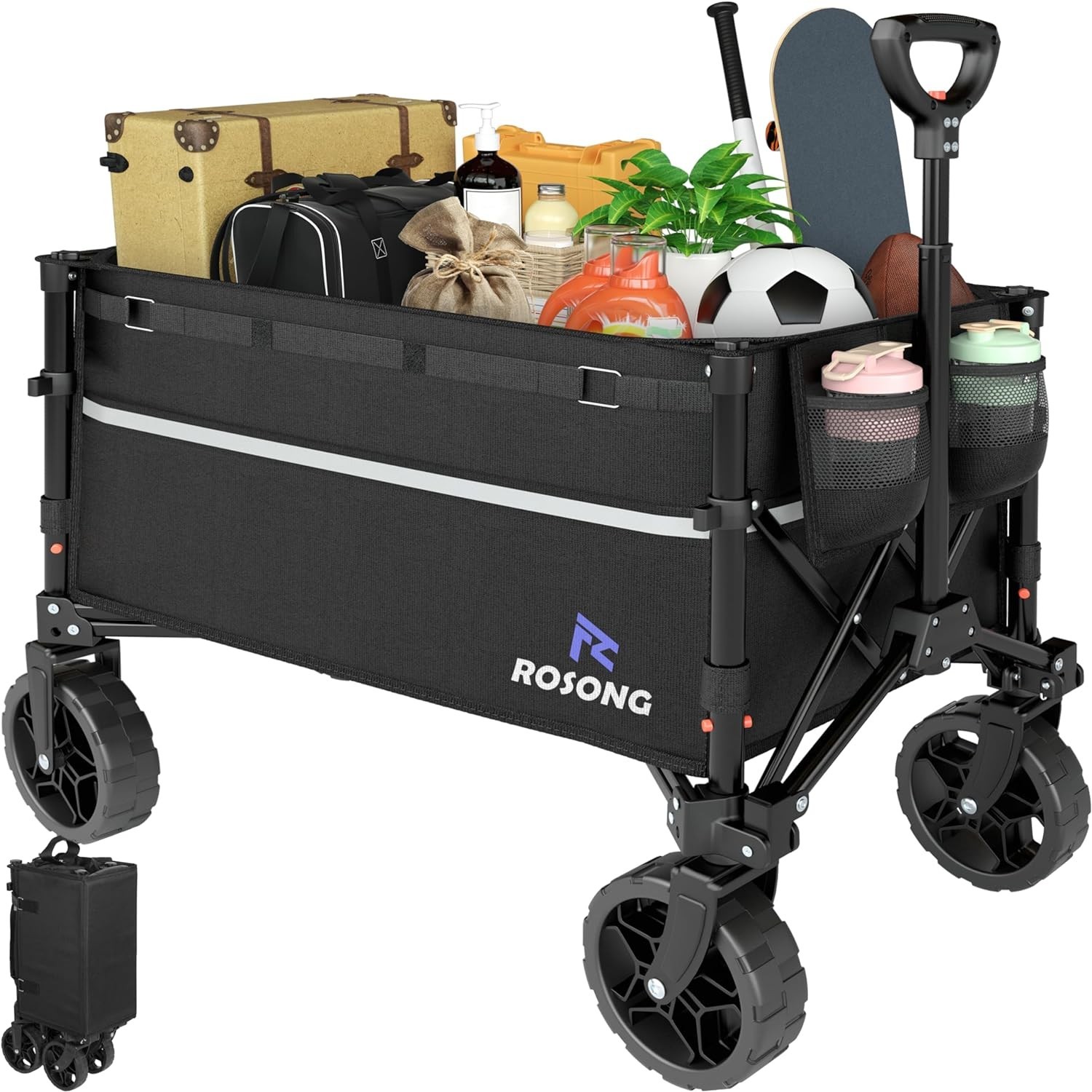 Compact Heavy-Duty Foldable Wagon with Ergonomic Handle – Perfect for Outdoors