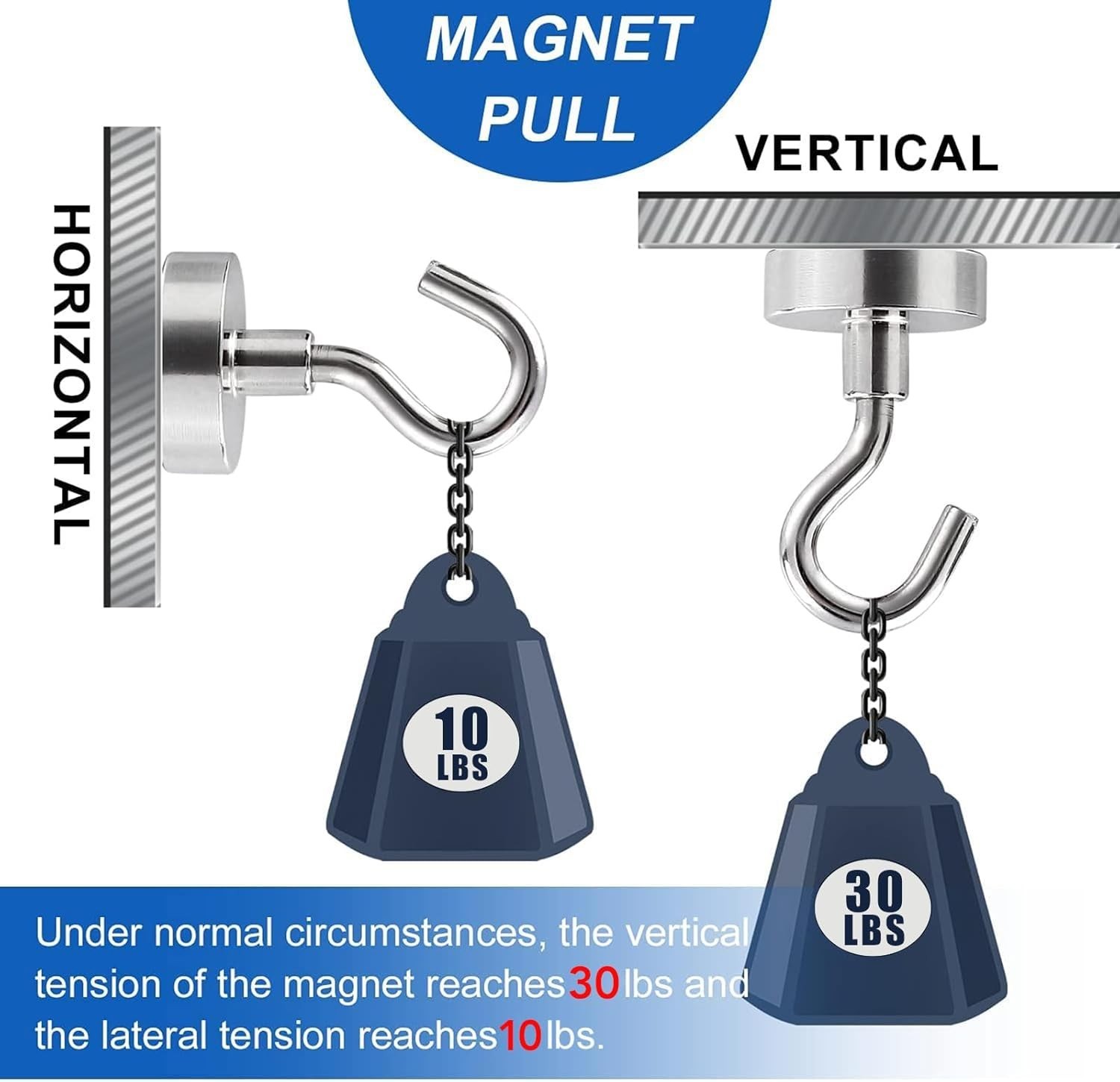All-Purpose Magnetic Hooks, 30lbs Capacity – 25 Pack for Indoor & Outdoor Use