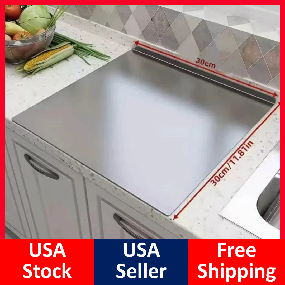 304 Stainless Steel Chopping Board Large with Lid Non Slip for Kitchen Counter
