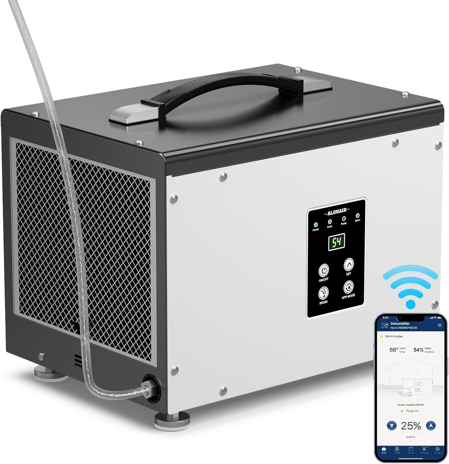 ALORAIR Sentinel HD35P 70Pint Dehumidifier for Basement 1000 sq ft w/Pump & Wifi