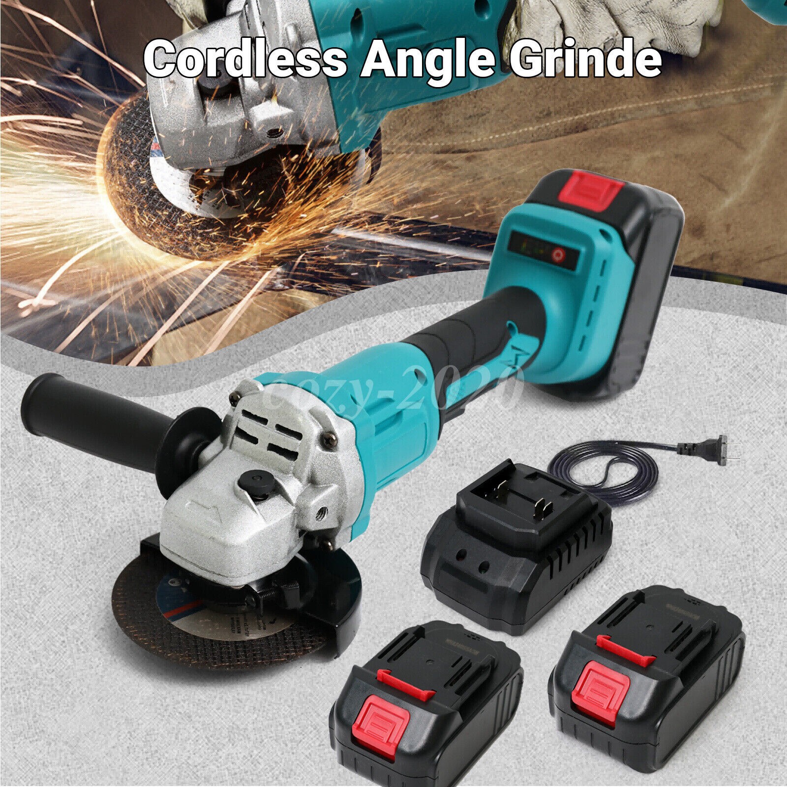 21V Cordless Angle Grinder Cutting Brushless Detail Sander 9000 RPM W/ 2 Battery