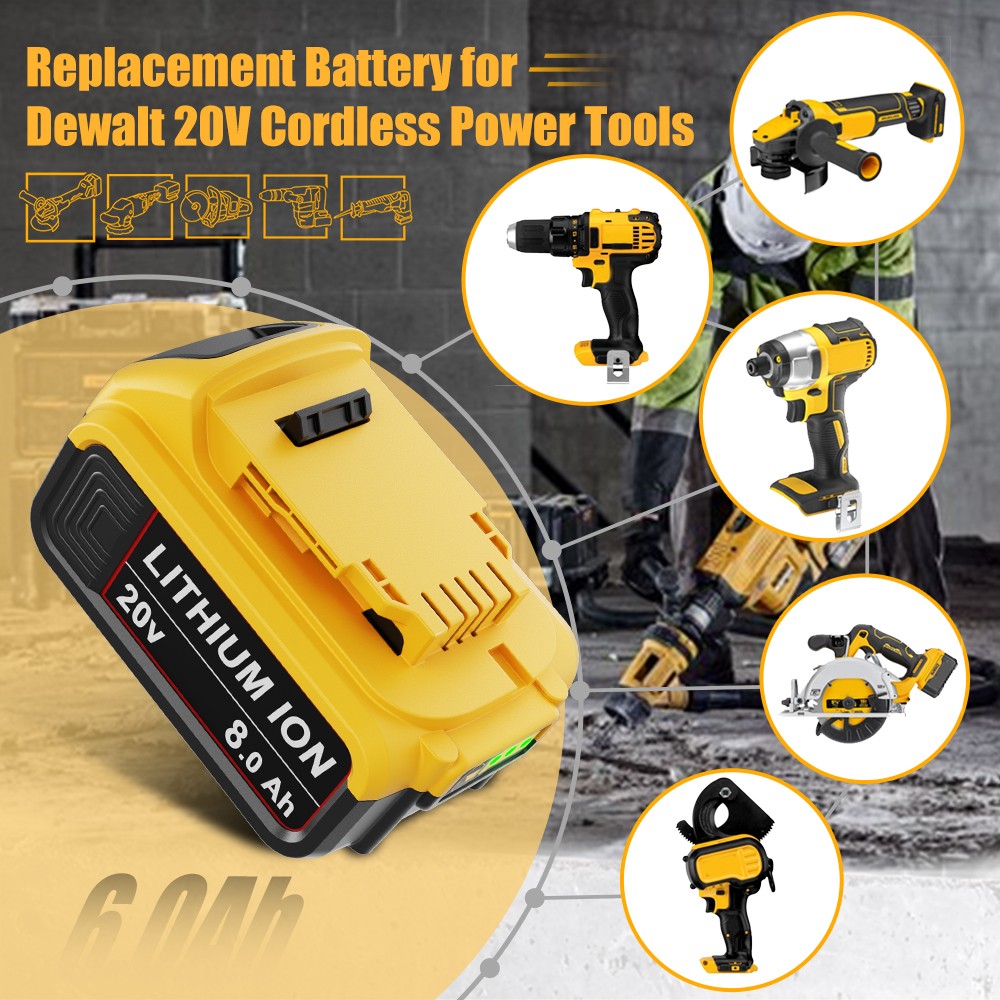 1/4PACK For DeWalt 20V 20 Volt Max 8.0AH Lithium Ion Battery DCB206-2 DCB205-2