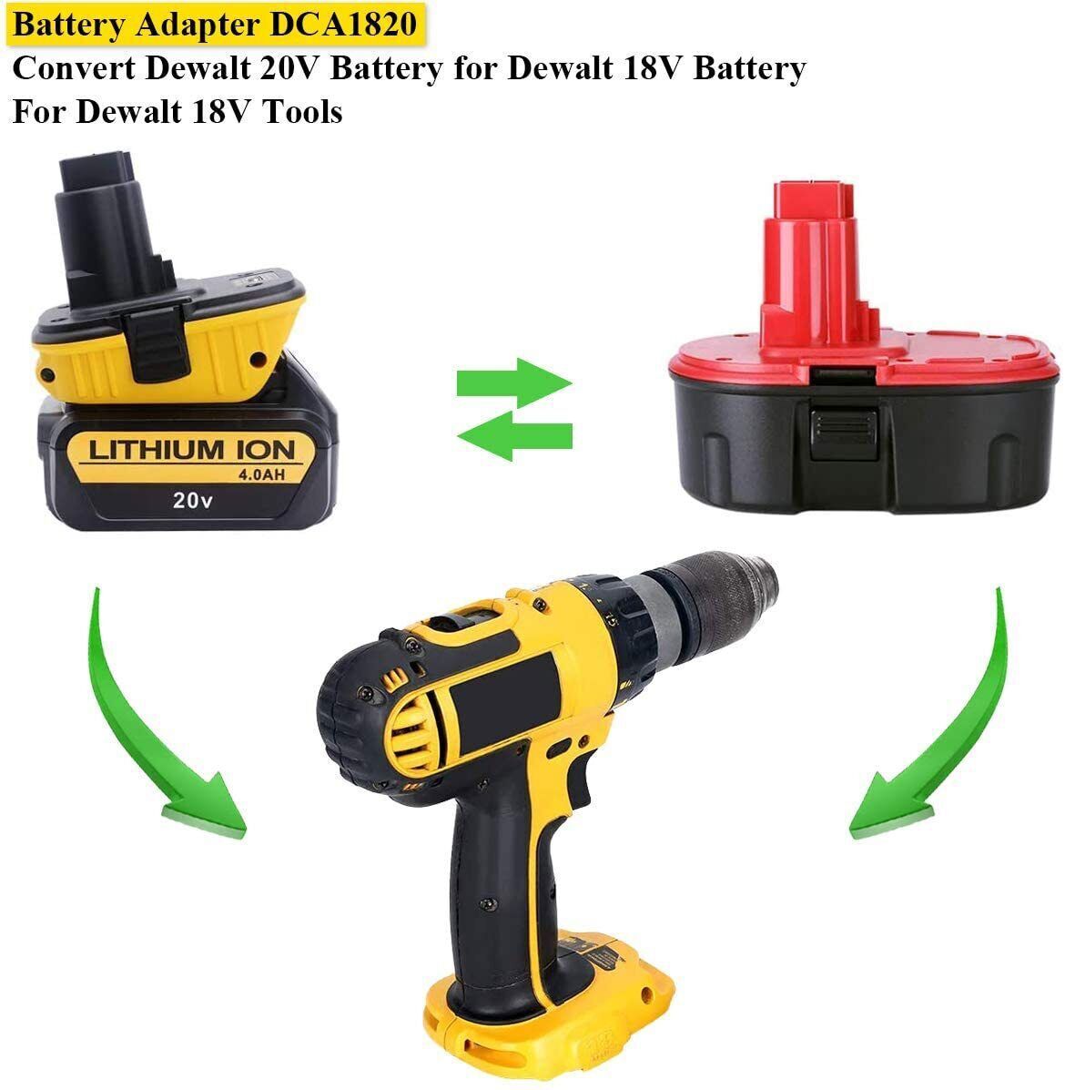 DCA1820 For DEWALT 18V to 20V Battery Adapter Converter Max Li-ion DC9096 TOOLS