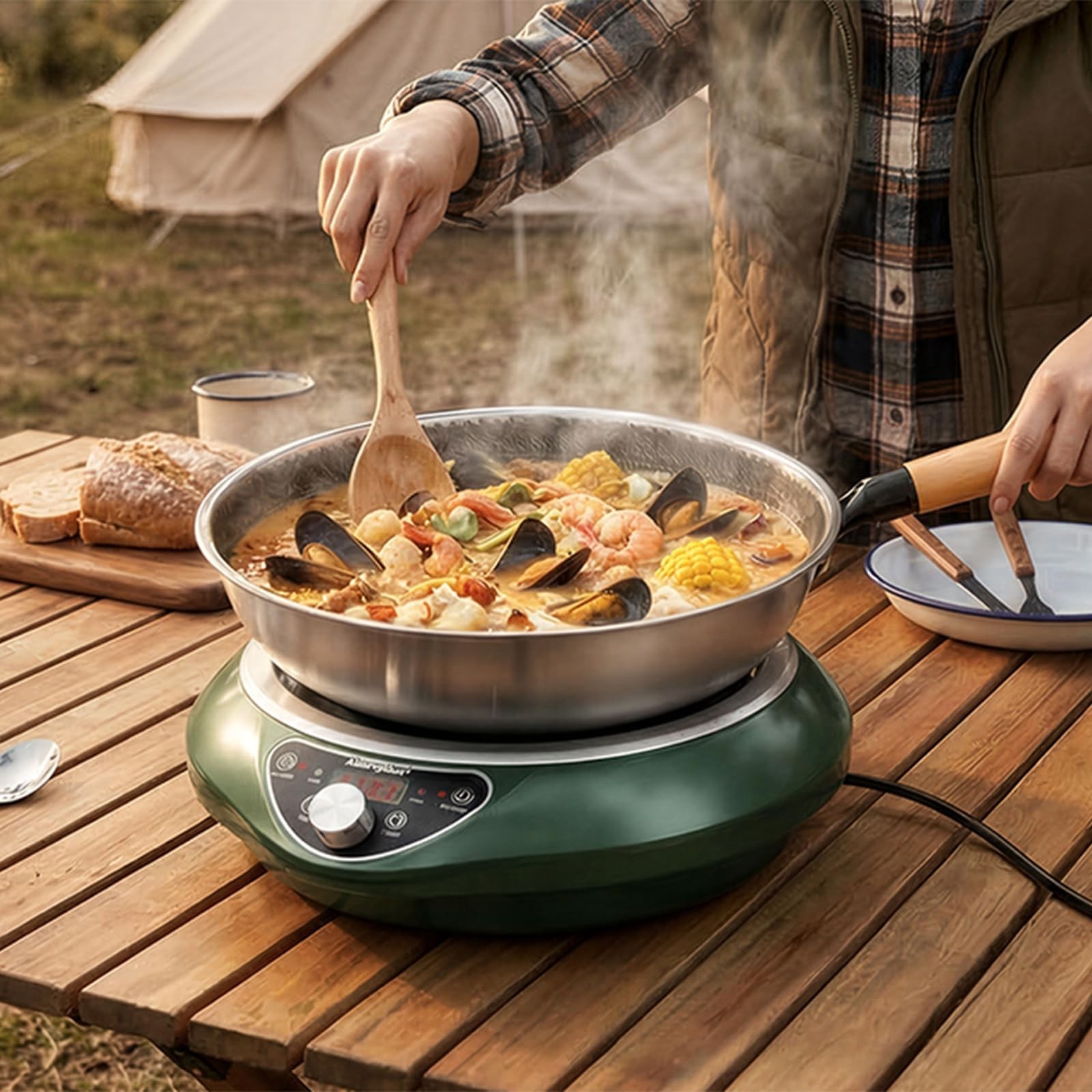 Abangdun 1700W 100V～185V Induction Cooktop Wok With Pan Electric Stove Burner