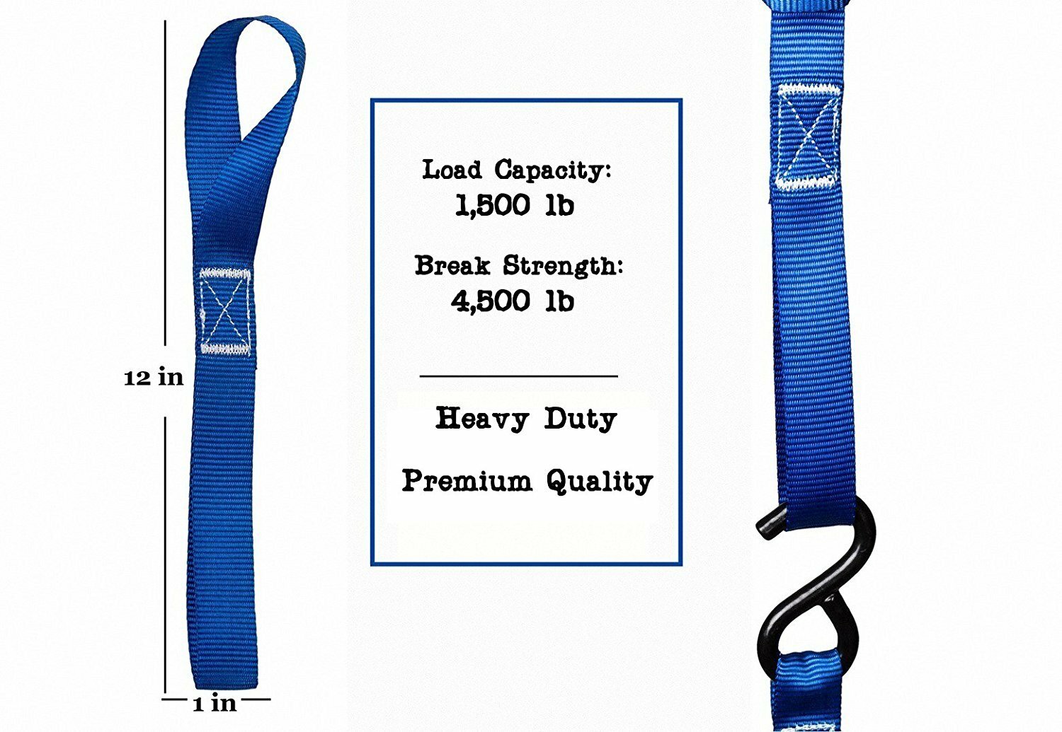 Soft Loop Tie Down Straps – 1,500Lbs Load Capacity & 4,500 Lbs Breaking Strength