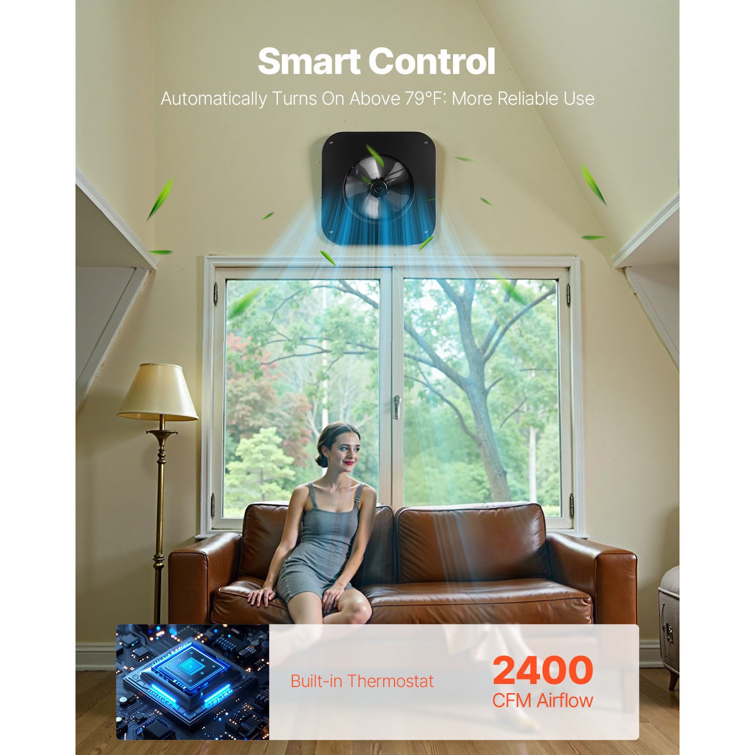 Uimoso 35W Solar-Powered Attic Fan with Thermostat and Brushless DC Motor