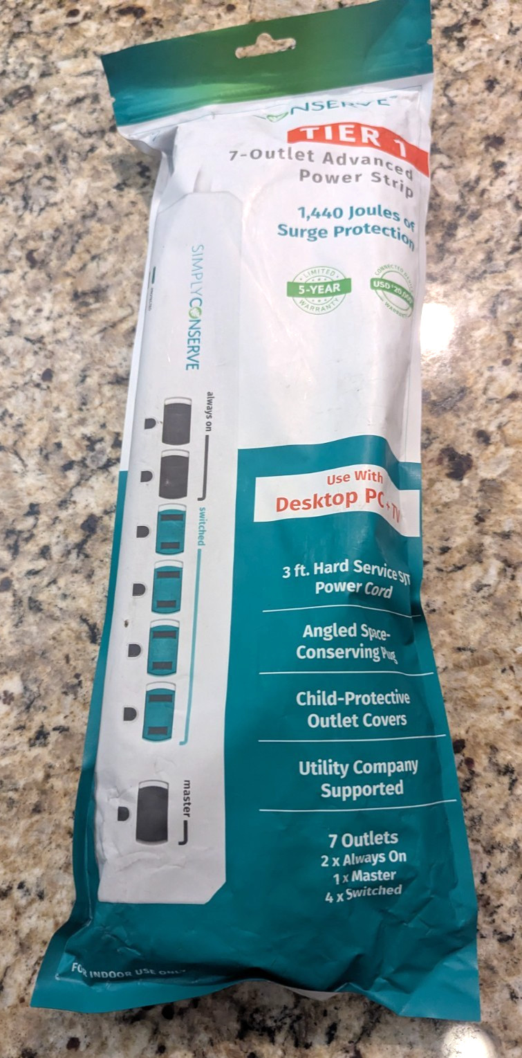 Simply Conserve 3 ft 7-Outlet Energy-Saving Advanced Surge Protector