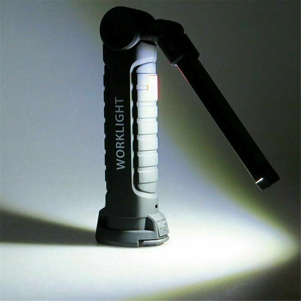 2 Pack Magnetic Base LED COB Work Light Rechargeable Mechanic Torch Flashlight